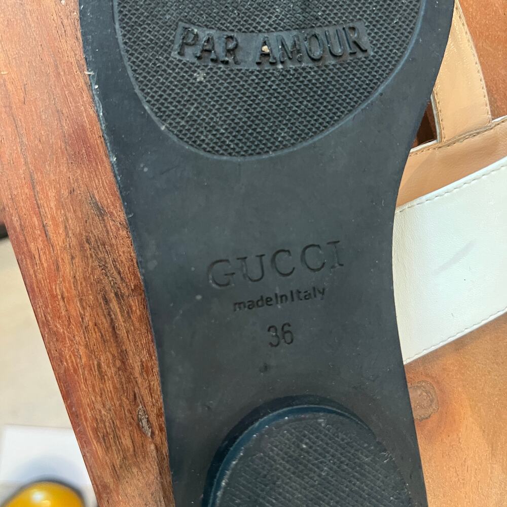 6 Gucci Double G Leather Thong Sandals in white leather Flip Flops Flats - Picture 9 of 10